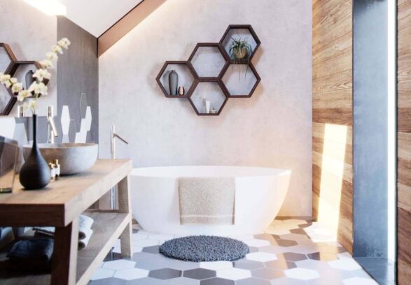 Badezimmer mit Hexagon